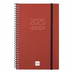 Finocam 742757425, Agenda journalier, Couverture souple, Bordeaux, A5, Polypropylène (PP), Reliure spiralée