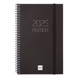 Finocam 742756025, Journal intime, Noir, Monochromatique, Motif textuel, 117 x 181 mm, 80 g/m²