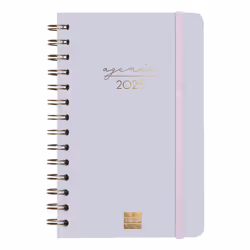 Finocam Agenda Espiral Alma, Journal intime, Lilas, Week, Monochromatique, Blanc, A5