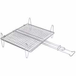 Double Grill A Poisson 40x45cm (largeur/profondeur) Avec Finition Zinc. Adapté Au Contact Avec Les Aliments. Sauvic