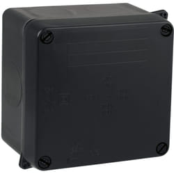 Boîte de dérivation carrée Noire IP55 - 110 x 100 x 60 mm Solera