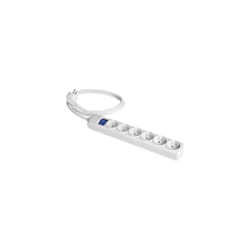 Solera - Socle multiple avec 6 prises Schuko 2P+T avec interrupteur et câble bleu (Jusqu'à 3680W 16A 250V) IP20 35,2x5x4,1cm