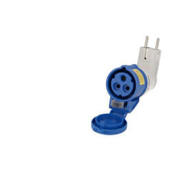 Adaptateur coudé prise française vers prise femelle cee monophasée, 3 x 16A