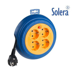 Enrouleur de câble - Solera - 4 prises - 3m - Bleu et orange - Intérieur