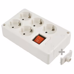 Multiprise Bipolaire 5 Prises T/T Latérale 16a 250v Blanche + Interrupteur À Voyant Solera 8105il