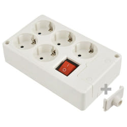 Multiprise Bipolaire 5 Prises T/t Latérale 16a 250v Blanche + Interrupteur à Voyant Solera 8105il
