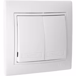 Double commutateur/interrupteur 10ax 250v connexion par vis 83x81x10mm Contacts argent haute resistance a la casse. Mecanisme ...