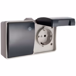 Interrupteur+Base Étanche Fixe 2p+T 16a 250v Solera. Prise Fixe Étanche 2p+T 16a 250v~ + Interrupteur/Interrupteur Étanche 10 ...