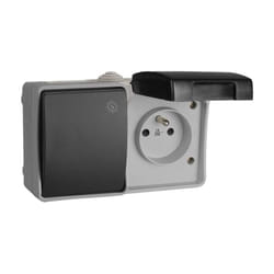 Solera - 3363F Bloc prise étanche 2P+T (fr) IP44 + Interrupteur va et vient, certifié nf