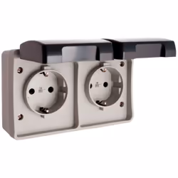 Double Prise Femelle T/Tl Étanche Sous Film Rétractable Solera Ip44. Connexion Par Bornes A Vis. Entrées Pour Tube Jusqu'à Ø2 ...