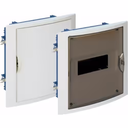 Boîte de distribution avec cadre et porte en blanc et mesure 205 mm de large, 233 mm de haut et 75 mm de profondeur. Ce modèl ...