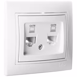 Double Prise De Données Rj4 Cat6 Mecanisme Complet 83x81x10mm Contacts Argent Haute Resistance A La Casse. Connexion Par Vis. ...