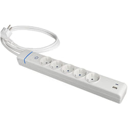 Solera - Multiprise 5 prises - 3680W max - Câble 1,5m - Blanc - IP20 - Polycarbonate - 250V