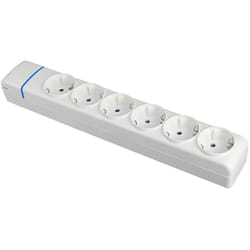 Bloc Multiprise 6 Prises – Polycarbonate Blanc – 16A 250V – Fixation Murale