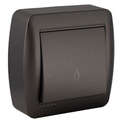 Solera - Bouton Lumineux 10A 250V - Applique Murale Graphite - Série 74x72x28 mm - Entrées Mini-canal