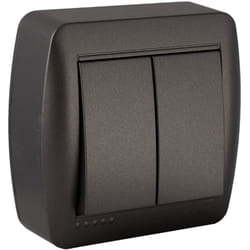 Solera - Double interrupteur 10AX 250V - De surface - Série murale MUR12NGU Couleur graphite - Dimensions 74x72x28 mm