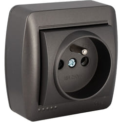 Prise française 2P+T 16A 250V en saillie - Noir graphite - Solera