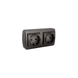 Double base fixe 2p+t, 16a 250v. De surface. série murale