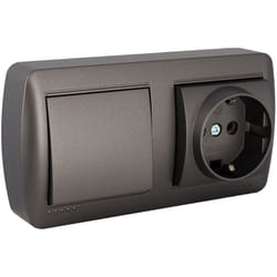 Base fixe 2P+T 16A 250V avec Interrupteur Croisé 10AX 250V - Série murale MUR96NGU Solera - Graphite