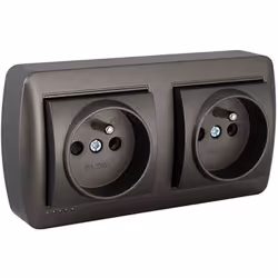 Solera - Double socle fixe 2P+T 16A 250V - Série murale MUR66FNGU Graphite