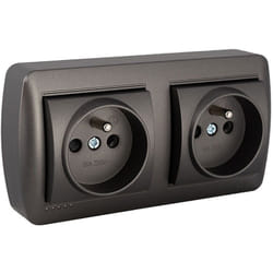 Solera - Double socle fixe 2P+T 16A 250V - Série murale MUR66FNGU Graphite