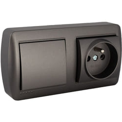 Solera - Ensemble prise 2P+T 16A et interrupteur va et vient en saillie - Noir graphite