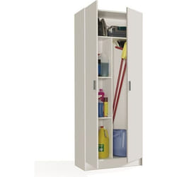 Armoire de rangement - DMORA - Charleston - 2 portes - Étagère à chaussures - Blanc