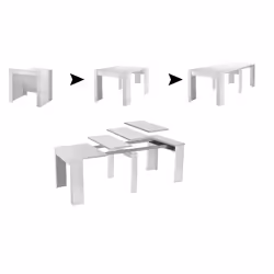 13Casa F00530102001, Forme rectangulaire, Table extensible, Blanc, Maison, 6 pieds, Blanc