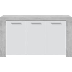 Buffet - AMBIT - Effet béton satiné / Blanc Artik - 3 portes