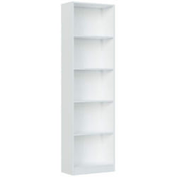 Bibliothèque avec 6 étagères, couleur blanc mat, Dimensions 52 x 180 x 25 cm