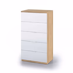 Commode 5 tiroirs " ALAYA" - 110 x 60 x 40cm - Chêne Canadian / Blanc