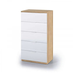 Commode 5 tiroirs " ALAYA" - 110 x 60 x 40cm - Chêne Canadian / Blanc