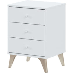 Hogar24 - Table de nuit 3 tiroirs Sire, junior, chambre double, blanc, style moderne, 56 x 40 x 34 cm