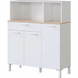 Habitat Et Jardin Buffet De Cuisine "kira" - 3 Portes + 1 Tiroir - 126 X 108 X 40 Cm - Blanc