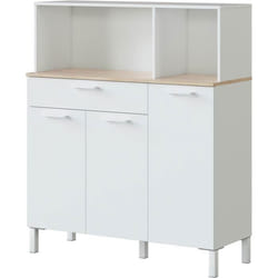 Habitat Et Jardin Buffet De Cuisine "kira" - 3 Portes + 1 Tiroir - 126 X 108 X 40 Cm - Blanc
