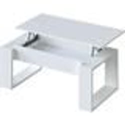 Table basse relevable - Mélaminé blanc  - L 105 x P 55 x H 45 cm NOVA