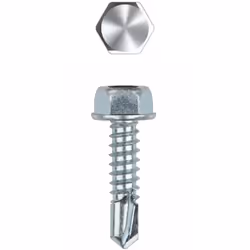 Vis autoperceuse - Tête hexagonale avec collerette estampée - Zingué 6,3 x 140 - Boite de 100