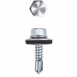 Vis autoperceuse - Tête hexagonale avec collerette estampée - Rondelle vulcanisée Acier/EPDM - Zingué 5,5 x 22 P14 - Boite de ...