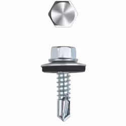 Vis autoperceuse - Tête hexagonale avec collerette estampée - Rondelle vulcanisée Acier/EPDM - Zingué 5,5 x 25 P16 - Boite de ...