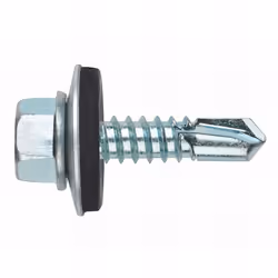 Vis autoperceuse, tête hexagonale avec collerette estampée et rondelle vulcanisée acier EPDM (6,3 x 140 mm). Revêtement : zin ...