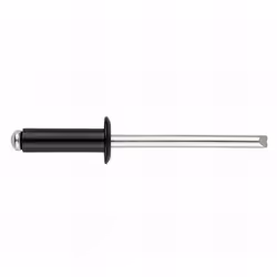 Rivets tête bombée, laquée noire (3,2 x 8 mm). Diamètre de perçage : 3,3 mm. Epaisseur max. à fixer : 3,5 à 5 mm. Fabriqué en ...