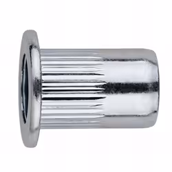 Ecrou à sertir avec tête large. Dimensions : M5 x 15 mm. Revêtement : zingué. Utilisation sur : menuiserie aluminium, tôle, p ...