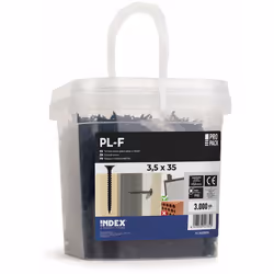 Vis pour cloisons sèches - tête trompette - double filetage - vis pointue - Phosphaté - Empreinte PH Seau plastique 3,5 x 35