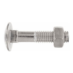 Vis tête ronde collet carré et écrou hexagonal - Zinguée M6 x 60 - Boite de 100