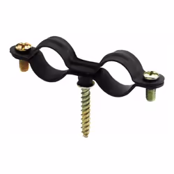 Boite de 50 - Collier double noir pour gaz M6 avec vis à bois - Plastique 15 (M6) - Boite de 50