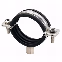 Collier renforcé isophonique M8-M10, Inox A4, D. 51 - 55 mm. Utilisation sur tube acier, tube cuivre, tube plastique. Recomma ...