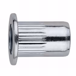 Ecrou à sertir avec tête large. Dimensions : M10 x 22 mm. Revêtement : zingué. Utilisation sur : menuiserie aluminium, tôle,  ...