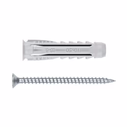 Cheville nylon quadruple expansion pour tout type de materiaux avec vis à bois Zinguée Boite de 100 - 5x25 Ø5 + 4x30