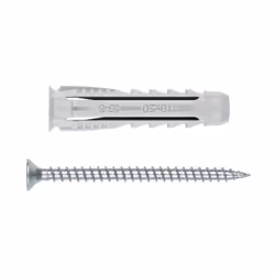 Cheville nylon quadruple expansion pour tout type de materiaux avec vis à bois Zinguée Boite de 25 - 10x50 Ø10 + 6x60
