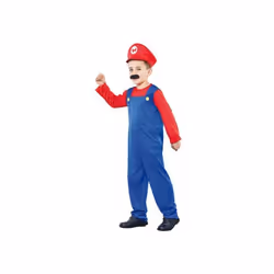 DEGUISEMENT PLOMBIER MARIO ENFANT 10-12 ANS (COMBINAISON + CASQUETTE)